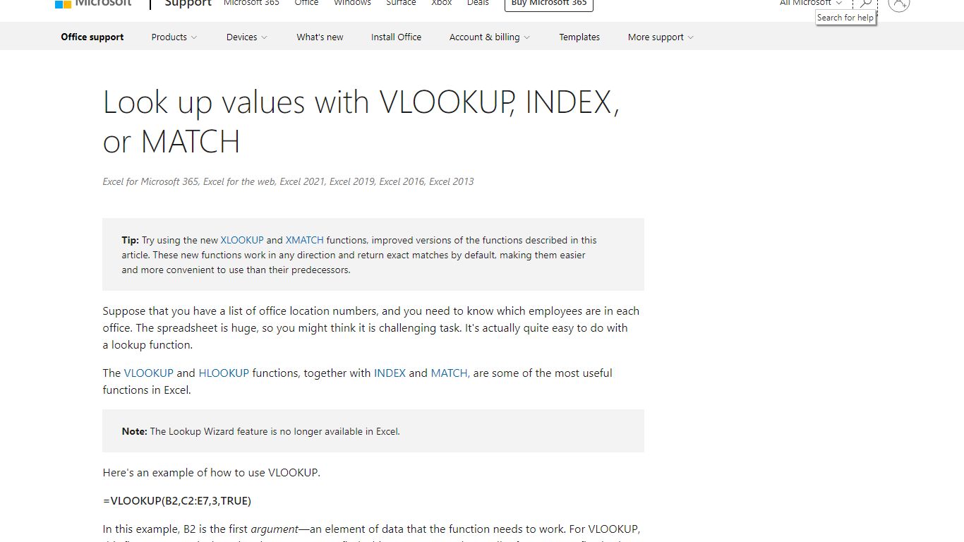 Look up values with VLOOKUP, INDEX, or MATCH