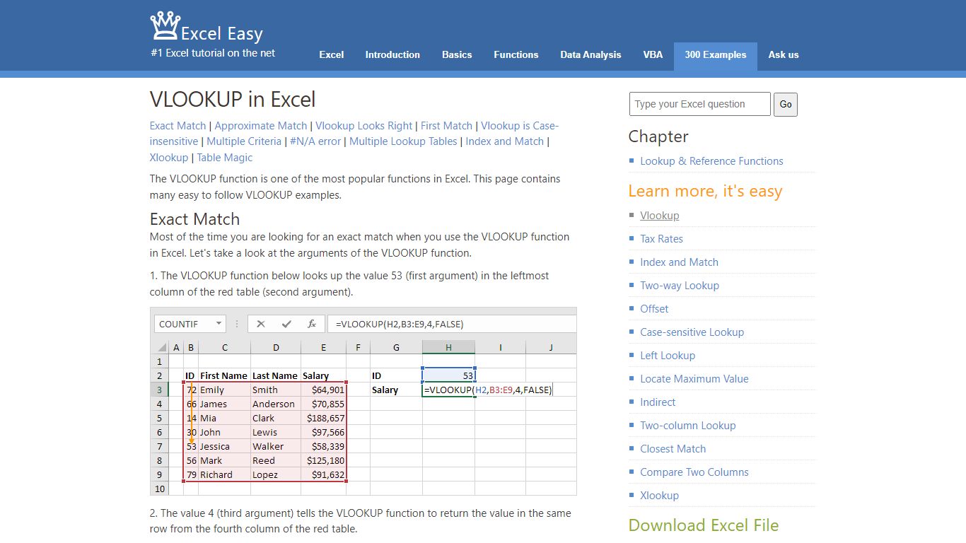 How to use VLOOKUP in Excel (In Easy Steps)